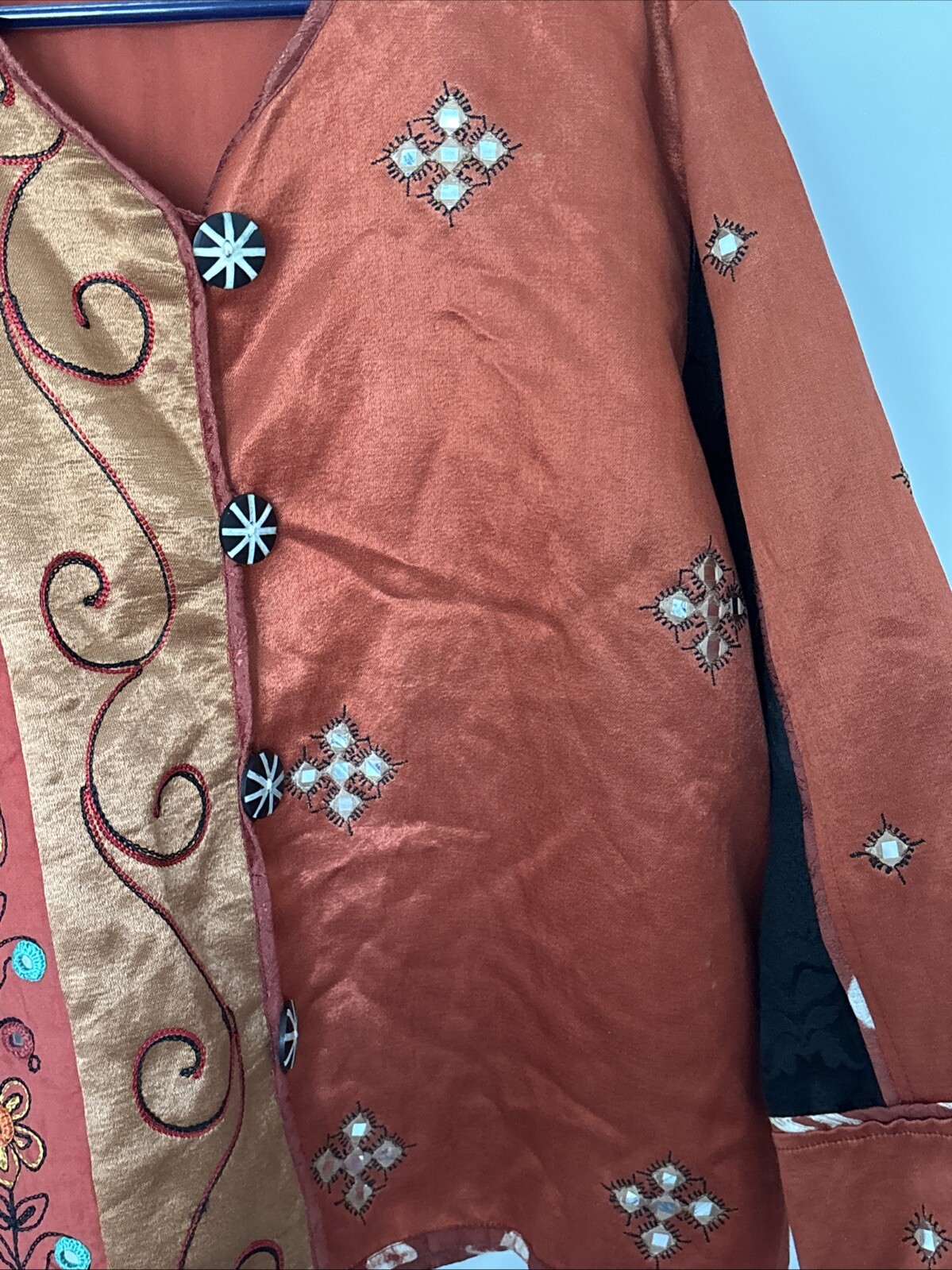 Flashback Rust/Orange Patchwork Embroidered Jacke… - image 4