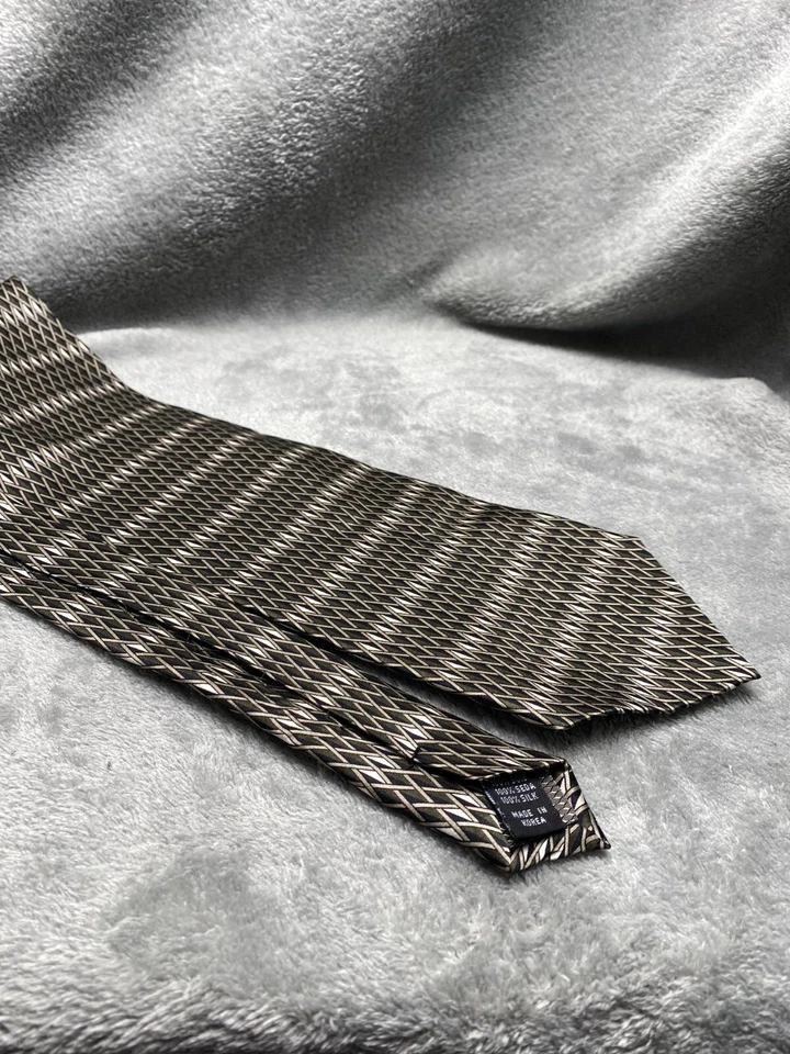 Corbata Visconti Para Hombre Gris Diseño Geométrico 100% Seda Clásica Ancho Trabajo Foto 4 de 4