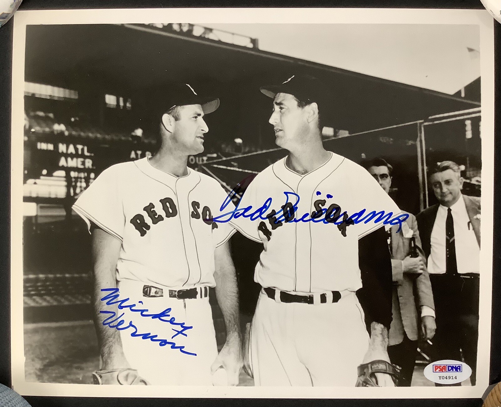 Ted Williams Signed Photo 8x10 Baseball Mickey Vernon Autograph Red Sox PSA/DNA