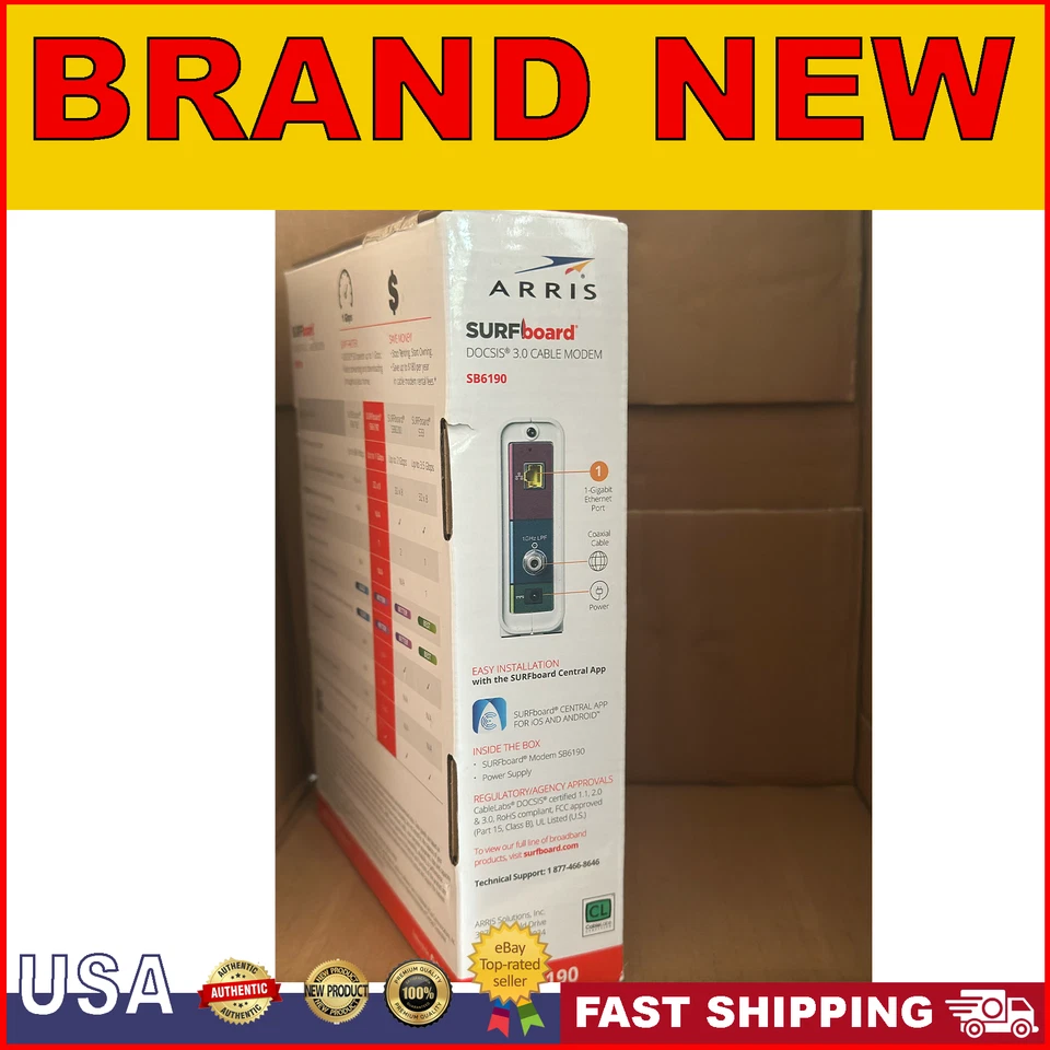 Arris SB6190 DOCSIS 3.0 Cable Modem Brand New original Sealed - Image 3 of 4