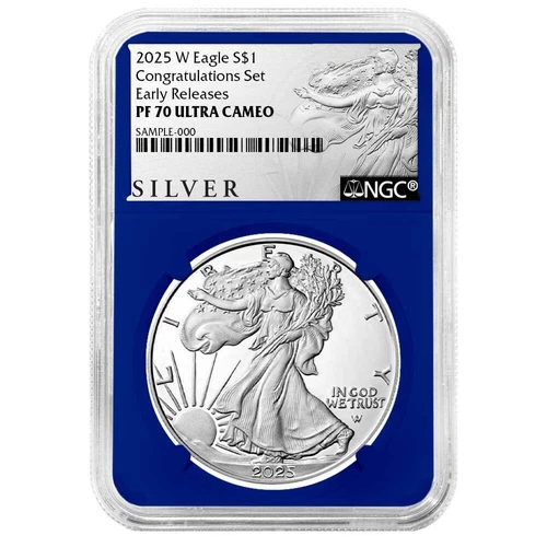 2025-W $1 1-oz Proof American Silver Eagle Congratulations Set NGC PF70UC ER ...