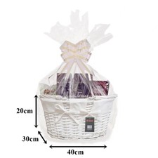 MAKE YOUR OWN HAMPER WICKER WINE BASKET CELLOPHANE WOOD WOOL BOW XMAS GIFT SET