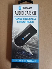 Bluetooth Audio Car Adapter Hands-Free Calls & Home Stereo -3.5mm Rechargeable 