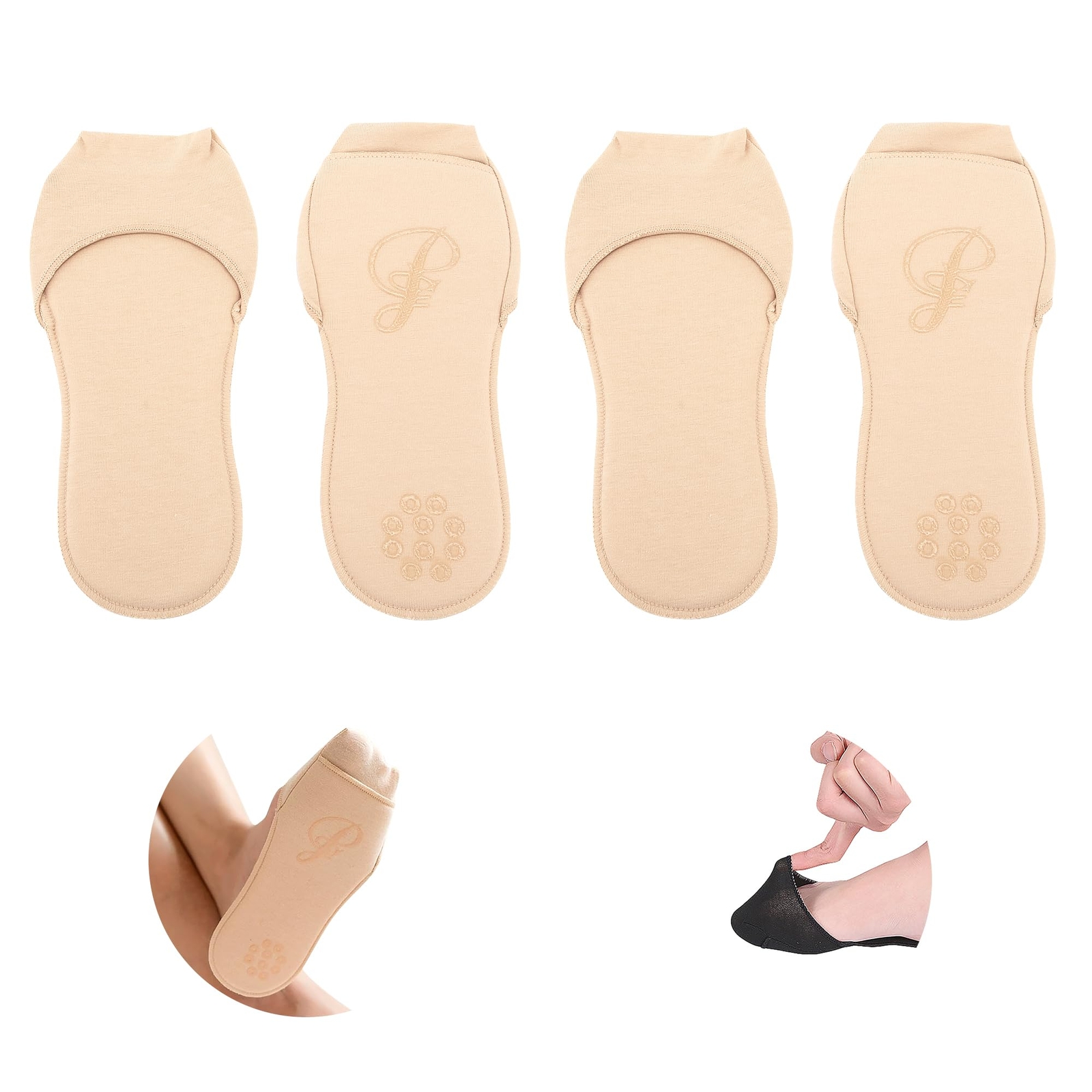 JEVRKAPZ 2-Pair Women's Sock-Style Metatarsal Pads for Foot Cushion & Support