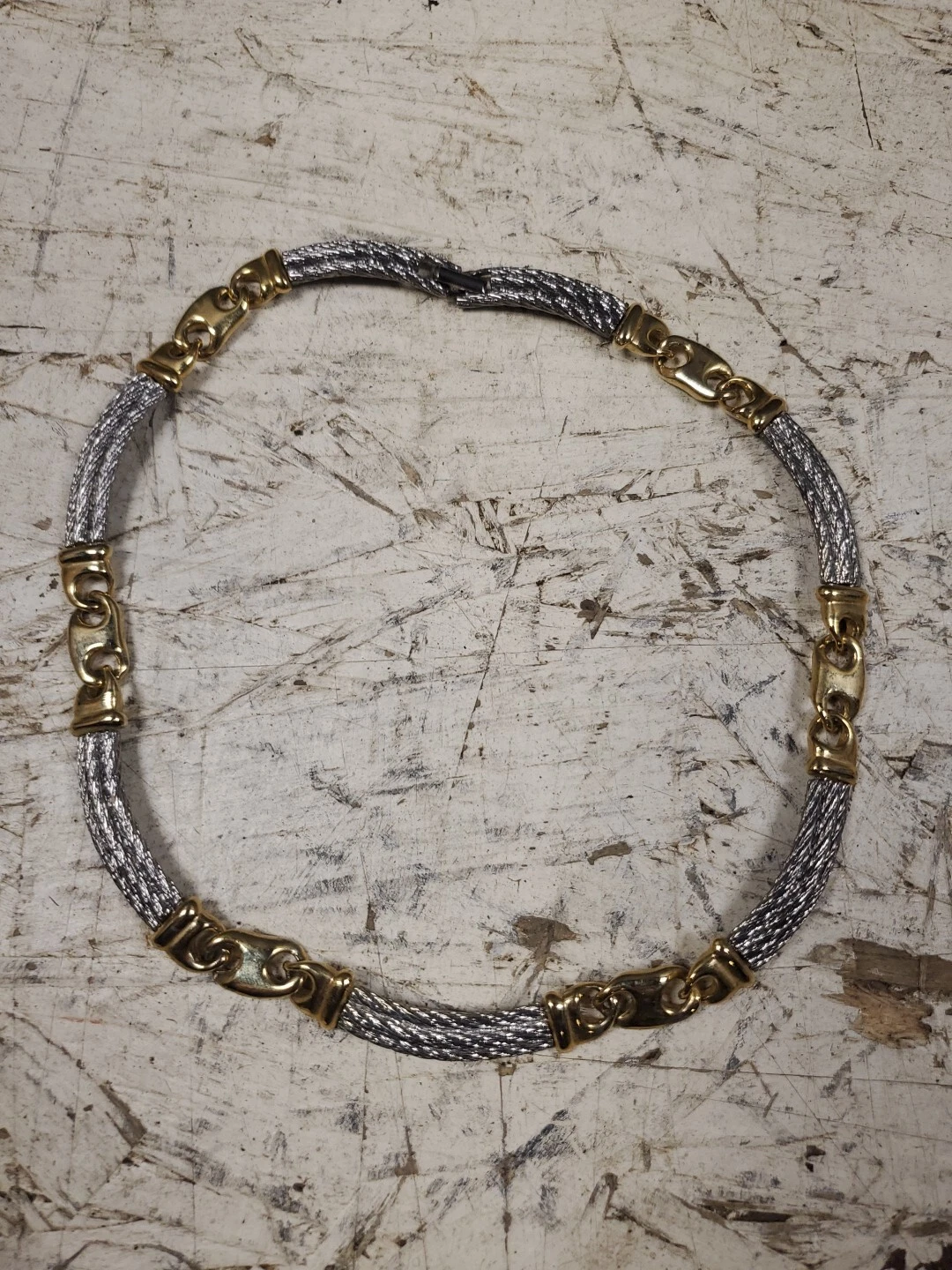Rare COLLIER EMBLÉMATIQUE PAOLO GUCCI PIERRE DORÉE ET ARGENTÉE 16