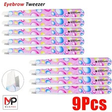9PCS PROFESSIONAL SLANT EYEBROW TWEEZERS HAIR PLUCKER FOR MEN  WOMEN, NEW SET