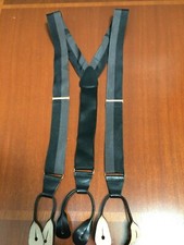 Club Room Black Gray Stripe Suspenders Italy