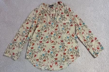 Signature Studio Women's Multicolor Long Roll Tab Sleeve Polyester Blouse Size M