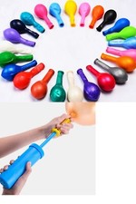 12  Thick Assorted Color Round Balloons - 100 pcs with Hand Pump for Party  Dec