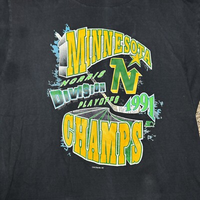 T-shirt Vintage Minnesota North Stars - Coupe Stanley 1991 - NHL - Taille XL - Noir