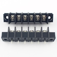 5Pcs Black 7.62mm Pitch 6 Pin Barrier Terminal Block Connector With Screw Hole