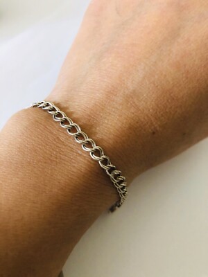 Vtg Marked 925 Sterling Silver Italy Links Chains Bracelet 7.25”+