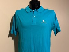 Vintage HILTON HEAD Golf shirt Large polo embroidered 80s Turqoise Made in USA