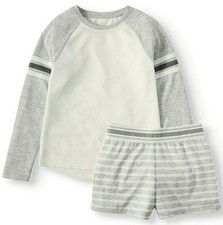Wonder Nation Girls 2 Piece Sleep Set Long Sleeve Shirt  Shorts X-Large 14-16 
