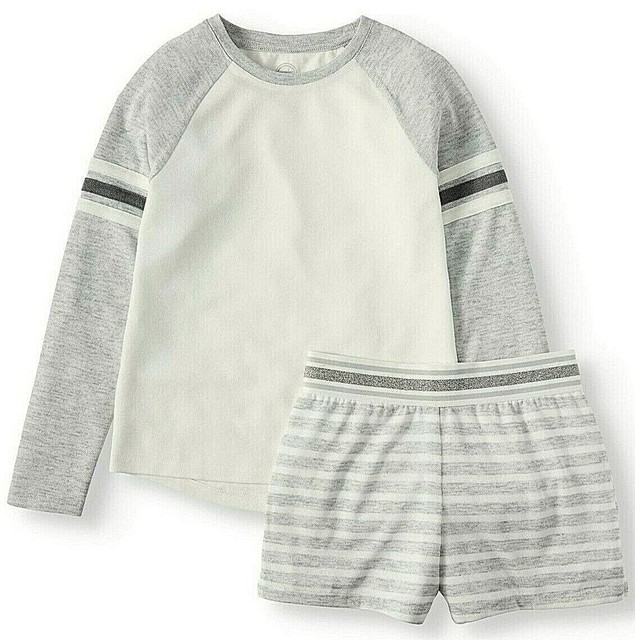 Wonder Nation Girls 2 Pc Sleep Set Long Sleeve Shirt Shorts Medium 7 8 For Sale Online Ebay