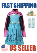 Elsa Frozen Princess Queen Coronation Dress Up Set Girls Costume Fast Shipping
