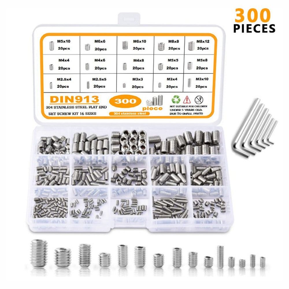 1 Box Stainless Steel Screw Bolts Hex Socket Screws Grub Screw Assortment Kit