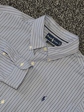 Polo Ralph Lauren Pony Shirt Mens XL Blue Stripe Classic Fit Long Sleeve Button