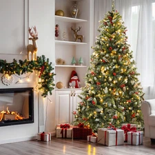 9ft Pre-Lit Frosted Pine Artificial Christmas Tree with 2058 Tips 900 Lights