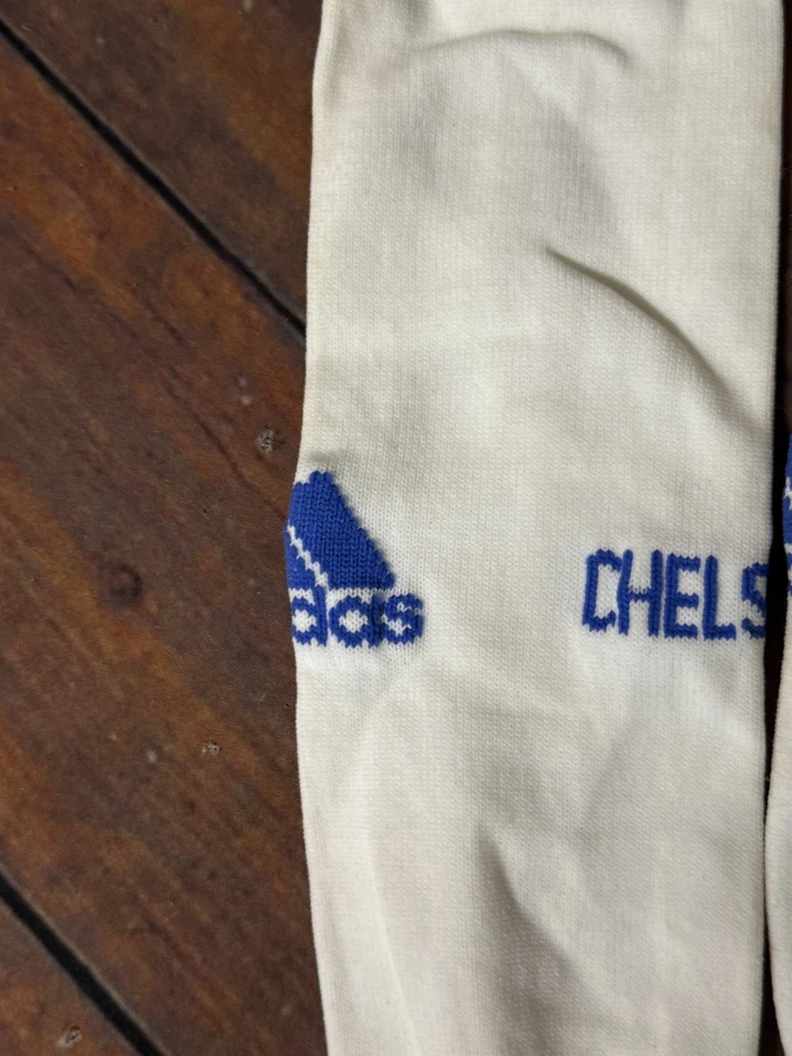 Calcetines Adidas Chelse FC, 2011/2012, Blanco, Azul, Rayas Doradas, Hombre Foto 4 de 4