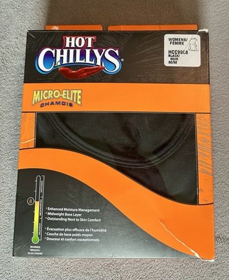 NIB Hot Chillys Micro Elite Chamois Crewneck Top Mid Weight Base Layer Women M