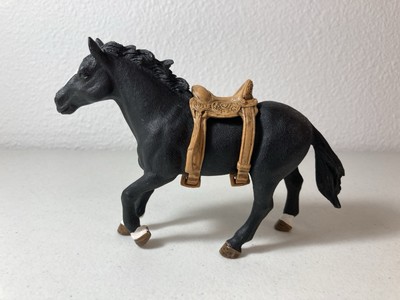 Schleich - 2012 Black Stallion Horse Figure With Western Saddle