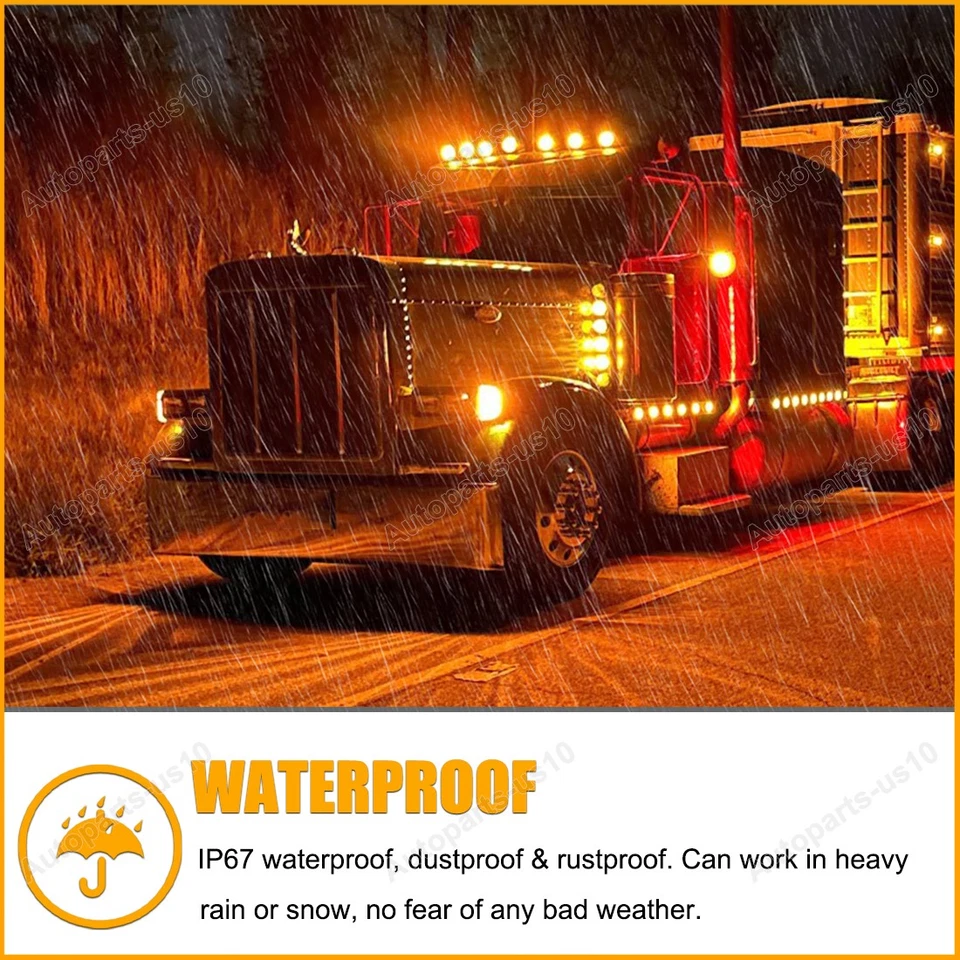 Luz estroboscópica estable + sandía ámbar 4 piezas para Kenworth Peterbilt Freightliner Foto 2 de 4