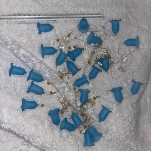 Blue Glass Frosted Flower Wind Chime