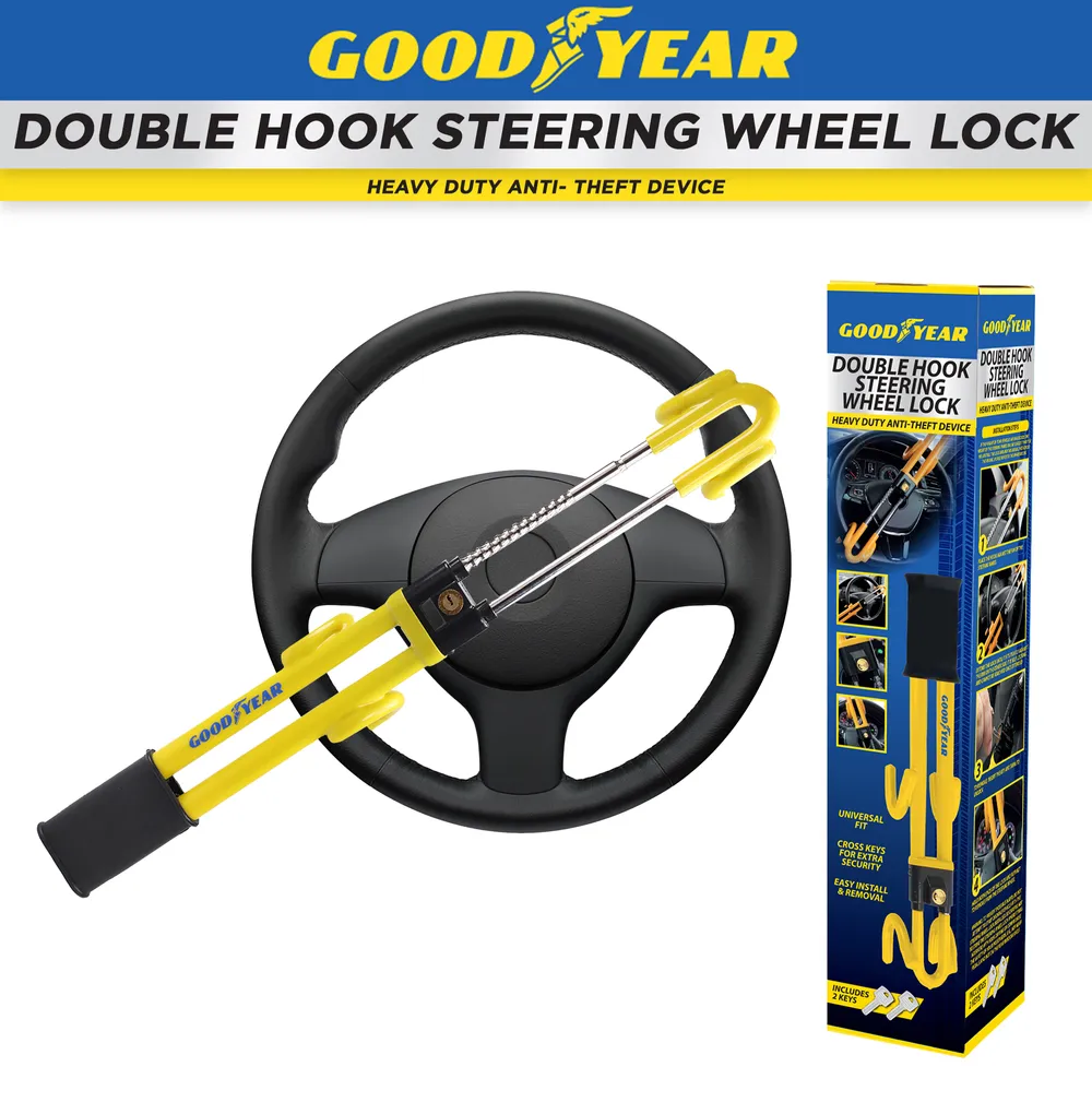 Goodyear Heavy Duty Dual Style Steering Wheel Lock Anti-Theft Car Van Security - Image 3