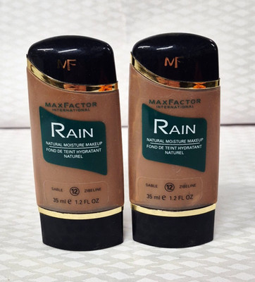 2 x Max Factor RAIN Natural Oil-Free Moisture Foundation Makeup #12 SABLE 1.2 oz