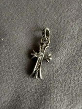 Chrome Hearts Baby Fat Cross Diamond Pendant .925 Silver