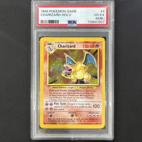 1999 Pokémon - Charizard #4 - Base Set Unlimited- PSA 4 MK