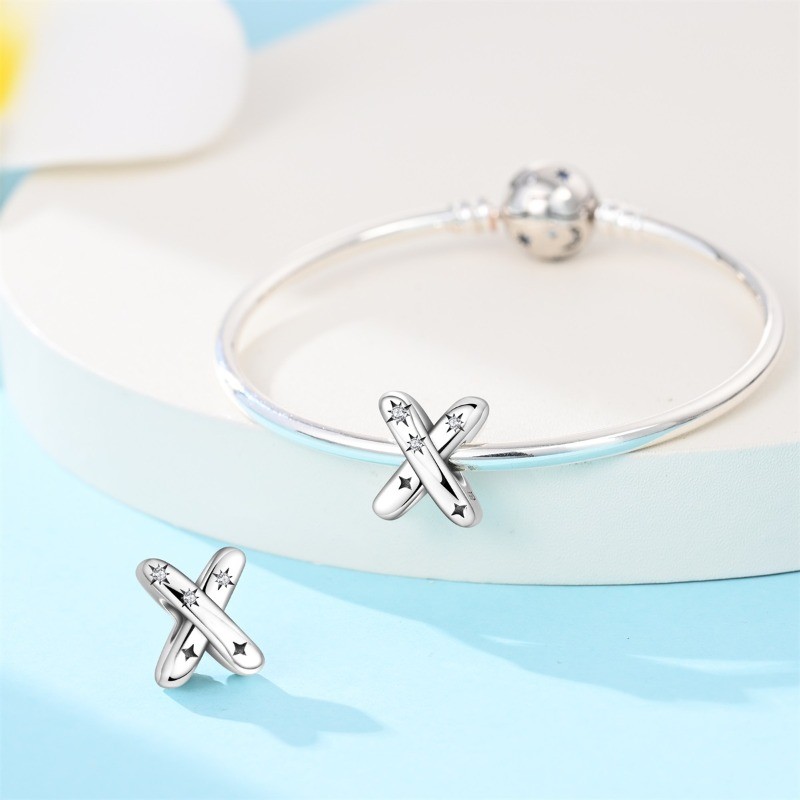 KUNSIR 925 Sterling Silver Letter X Charm For Bracelet Or Necklace Pendant Charm