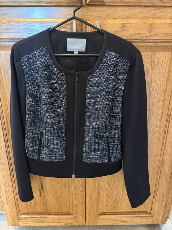 Classiques Entier Women's Dress with Matching Blazer Navy with Tweed Size XL