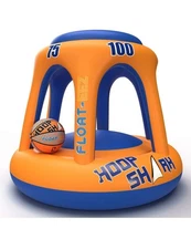 Swimming Pool Basketball Hoop Set by - Orange/Blue - Inflatable Hoop with Bal...
