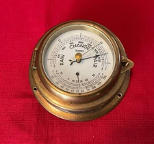 Vintage Nautical Hoffritz French Brass Barometer Thermometer Weather Station