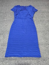 Adrianna Papell Dress Womens 4 Royal Blue Short Sleeve Sheath Cocktail Back Zip