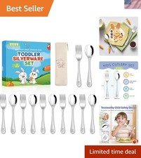 12 Pieces Stainless Steel Toddler Utensils Set - Food Grade Kids Silverware S...