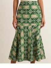 African Ankara Fit and Flare Traditional Wax Print Skirt from Nigeria L/XL