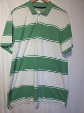 Old Navy Classic Polo Shirt Mens Large Green White Striped Short Sleeve Cotton