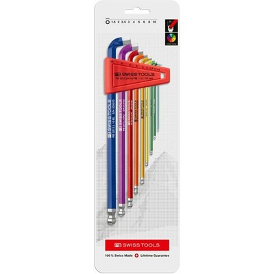 PB Swiss PB 2212.LH-10 RB CN RainBow Key L-Wrenches Long, 1.5mm to 10mm
