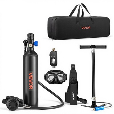 VEVOR Mini Scuba Tank 1L Portable Diving Lung Tank with Adapter & Pump 15-20 min