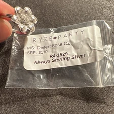 RYZE  Desert Rose CZ Sterling Silver Ring SZ 6 Flower Shape R4-1529 NEW