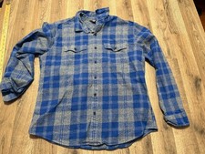 Eddie Bauer Shirt, Men's Size Large, Blue Gray Plaid Long Sleeve Button Up Shirt
