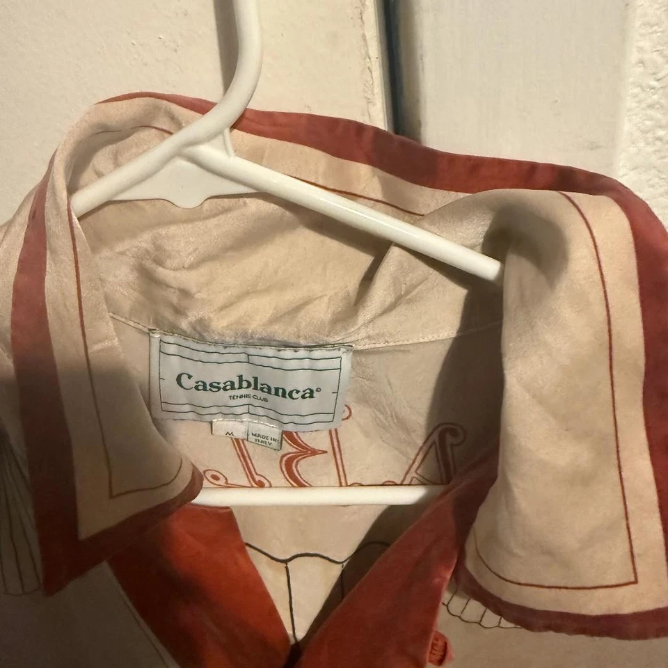 Casablanca Mens Silk Shirt White/Red M $120 - Image 3 of 3