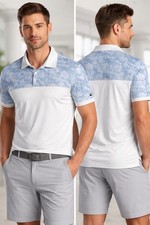 Oakley Hydrolix Polo Shirt Mens Medium Blue White Digital Camo Golf Performance