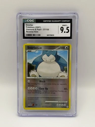 2007 Pokemon Diamond and Pearl Snorlax #37/130 Reverse Holo Foil Rare CGC 9.5