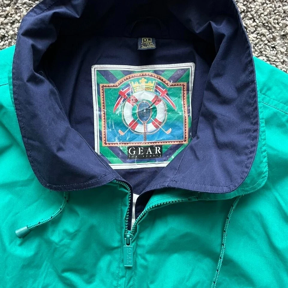 Vintage Gear For Sports Jacket Mens XL Green/Blue Windbreaker Jacket 80s 90s - Image 2 of 4