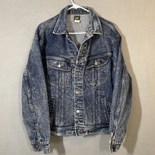 VTG Lee Riders Acid Washed Trucker Jacket Denim Adult L USA Made