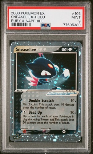 Pokemon Sneasel ex 103/109 Holo EX Ruby & Sapphire PSA 9 - Picture 4 of 4